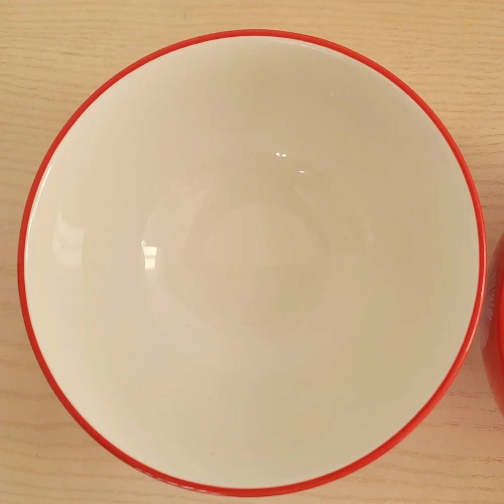 The Pioneer Woman Flea Market  Red White Turquoise Footed Bowl  6
